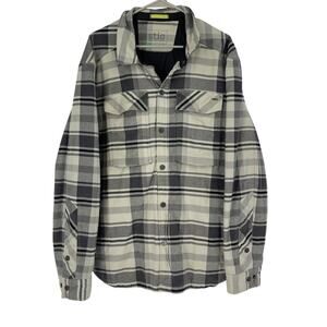 Stio Mens Insulated Flannel Snap Shirt Jacket Grey Size XXL Cold Weather Gear
